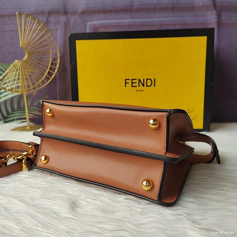 Cheap HOT Brown Petite Peekaboo Bag Leather Fendi Nappa ISeeU In 0819